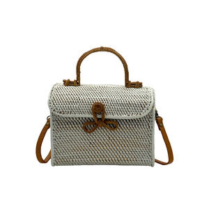 POPPY + SAGE Rattan Crossbody with Top Handle White